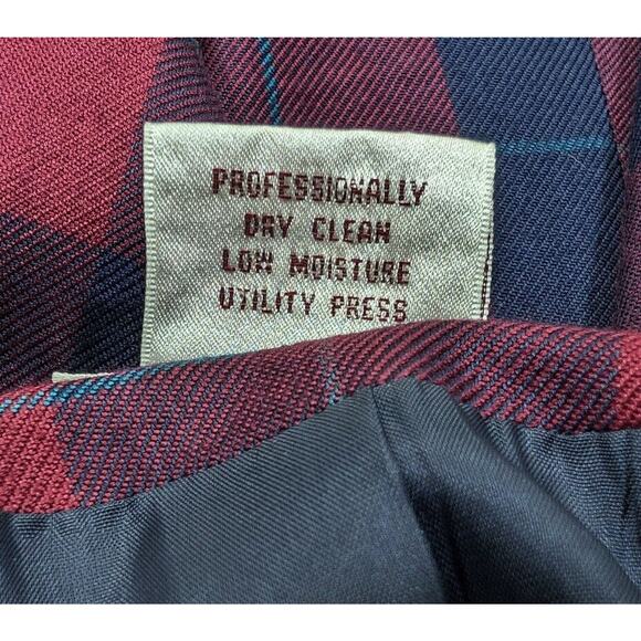 Vintage 90s Jacket Red Blue Plaid Double Breast Oversize Blazer Misses Size 8 - Picture 9 of 9
